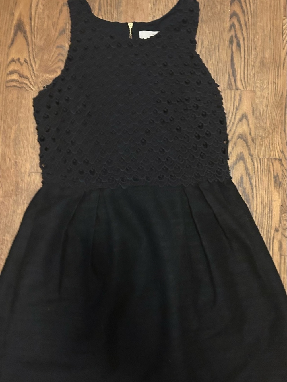 LOFT Black Sleeveless Dress with Textured Bodice 250